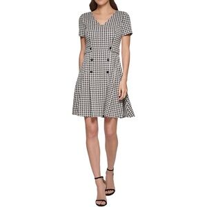 Womens Fit & Flare V Neck Fit & Flare Dress